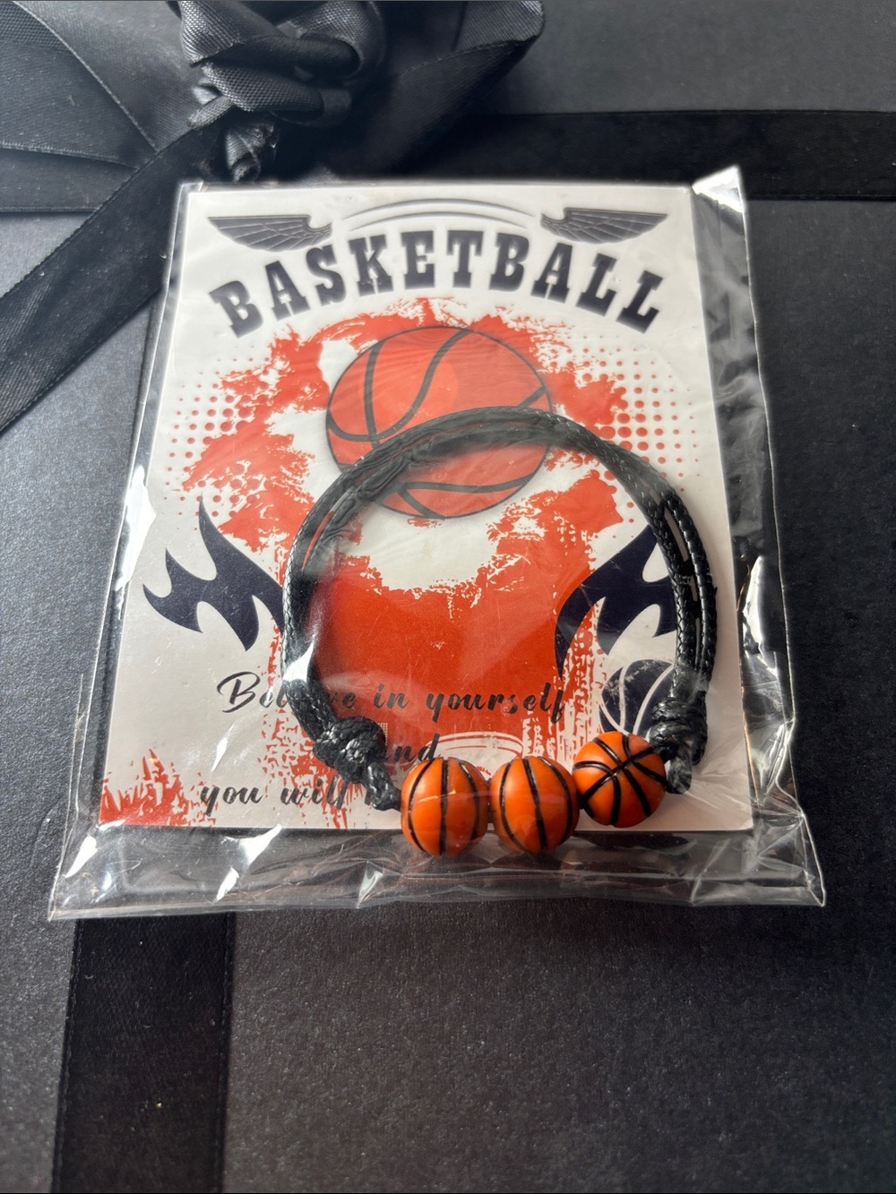 Kids Basketball Charm Bracelet - Orange